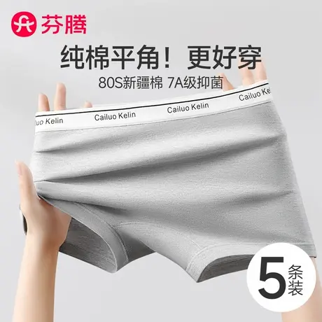 芬腾平角内裤女士纯棉抗菌2025新款女生中腰大码宽边字母四角短裤商品大图