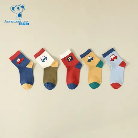 KY真维斯男童装2025秋季新款小汽车花纹百搭款男童袜子【5对装】商品大图