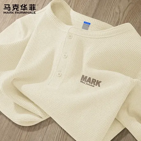 马克华菲长袖t恤男生2025新款秋季亨利领宽松上衣青少年打底衫男X图片