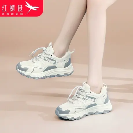 红蜻蜓女鞋秋季鞋子厚底增高爆款老爹鞋女2024新款运动休闲旅游鞋商品大图