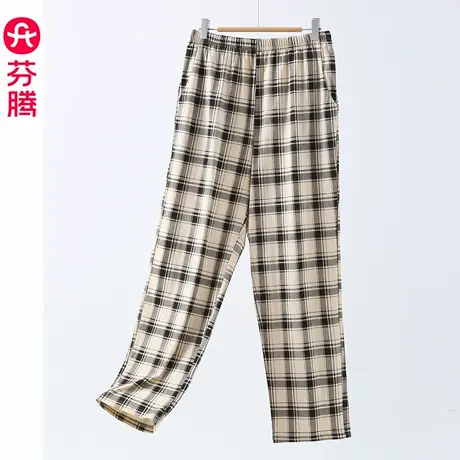芬腾睡裤男春秋季纯棉长裤居家休闲格子大码秋天男士可外穿家居裤商品大图