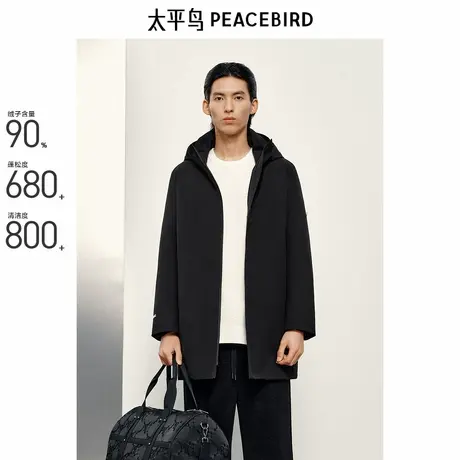 【商场同款】太平鸟男装 2024年冬季黑色商务羽绒服B1ACE4502商品大图