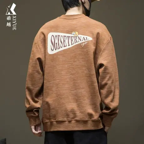 秋季360g双面棉套头卫衣男重磅宽松大码潮牌卡通刺绣打底衫上衣男商品大图