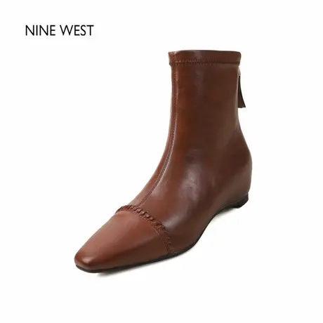 奥莱专供Nine West/玖熙法式复古低跟时装靴冬粗跟短靴气质靴子女图片