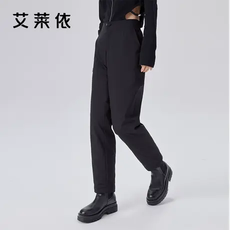 艾莱依锥形2023新款羽绒裤女冬季外穿高端时尚鸭绒通勤设计感长裤图片