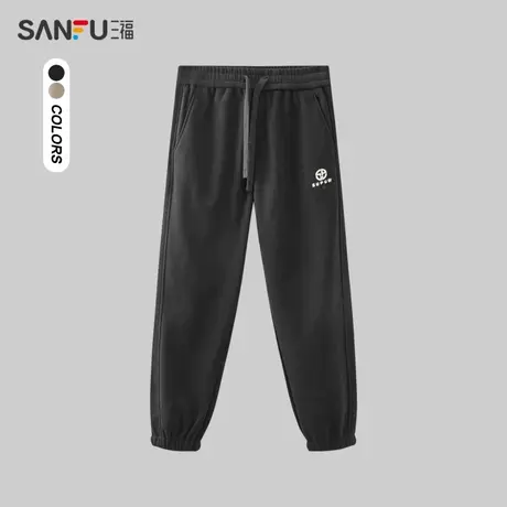 三福2023冬男士运动风字母束脚休闲裤 宽松博奥绒九分裤479128商品大图