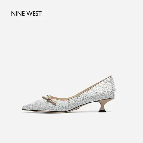 Nine West/玖熙国风女鞋2024年春季尖头古典中式旗袍饰扣中跟单鞋商品大图
