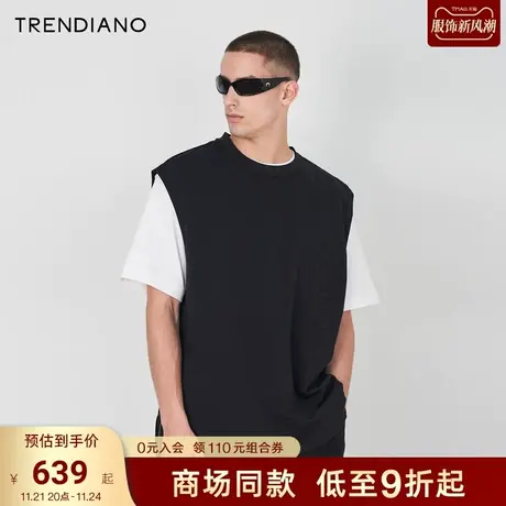 TRENDIANO官方2023新款夏季潮牌街头风宽松圆领无袖背心T恤男商品大图