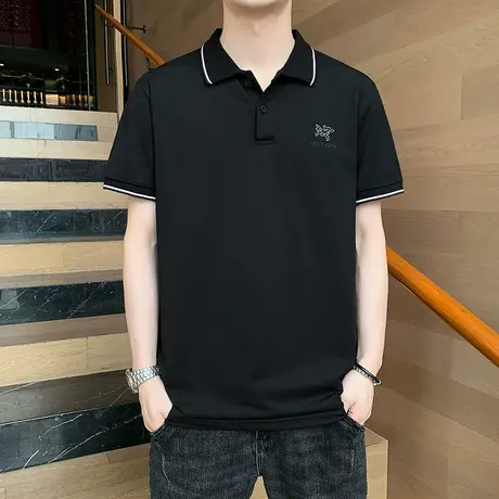 冰丝速干polo衫短袖 男士夏季半袖国潮牌翻领t恤男休闲印花打底衫商品大图