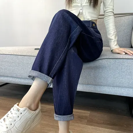 高腰牛仔裤女春秋2023年新款宽松显瘦小个子哈伦裤萝卜老爹裤潮图片