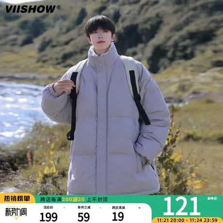 VIISHOW立领棉服男冬季潮牌休闲面包服宽松轻薄加绒加厚棉衣外套图片