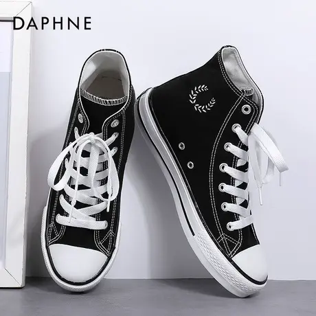 达芙妮帆布鞋女夏季薄款女鞋夏高帮鞋子女2022年新款透气休闲板鞋商品大图