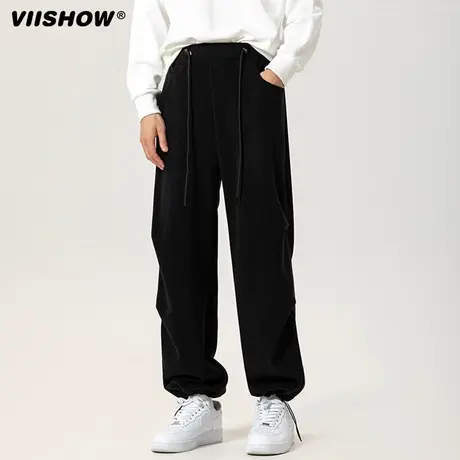 VIISHOW高级感垂感香蕉裤加绒男新款秋冬潮牌重磅卫裤宽松阔腿裤商品大图