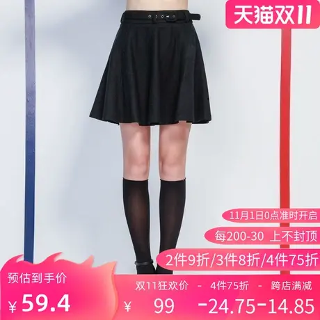秋水伊人冬装新品简约A字毛呢半身裙F392图片