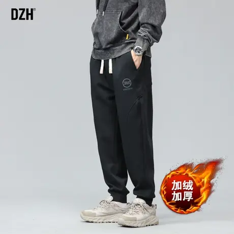 男士抽绳裤子男冬款加绒男裤休闲裤男款2024新款秋冬束脚裤运动裤商品大图