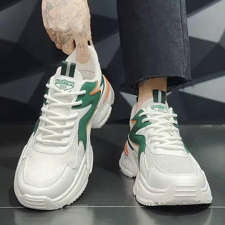 莆田男鞋春秋季2024新款青少年运动跑步软底减震厚底增高老爹潮鞋图片