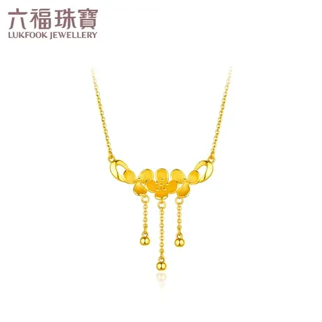 六福珠宝丁香花黄金项链女款O字链足金吊坠套链计价L07TBGN0020图片