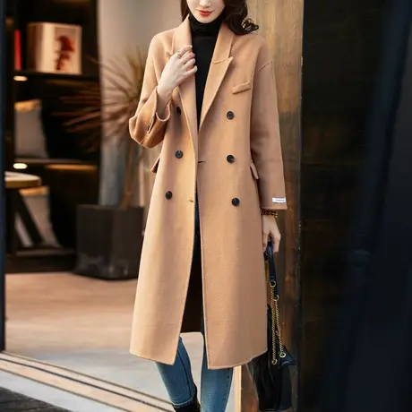 时尚温柔显瘦双面呢外套2022年秋季新款女气质百搭通勤中长款上衣图片