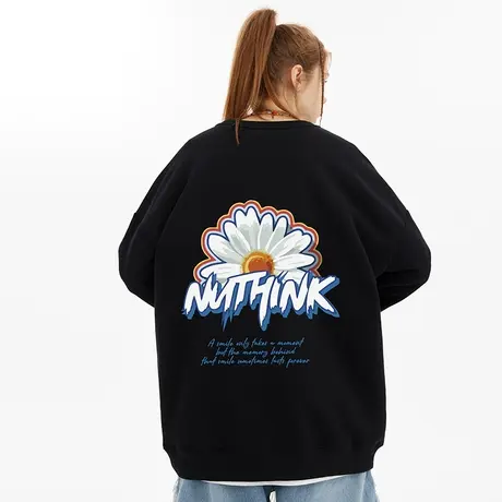 欧美潮流小众设计感圆领卫衣男潮中性风宽松oversize情侣装冬季潮商品大图