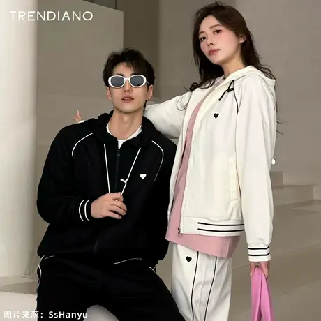 TRENDIANO华夫格运动连帽外套2024年春季新款微阔休闲开衫上衣男商品大图