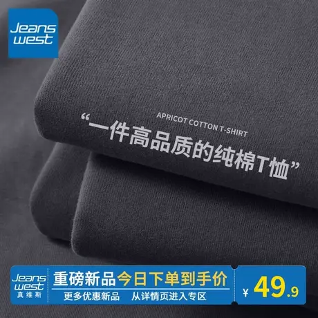 KV真维斯深灰短袖t恤女款2024新款纯棉正肩韩系小众圆领半袖上衣商品大图