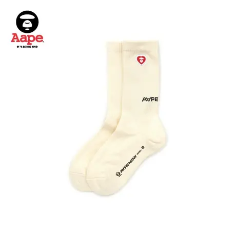 Aape旗舰店配饰爱心猿颜刺绣字母提花纯色休闲中筒袜5201XXL商品大图