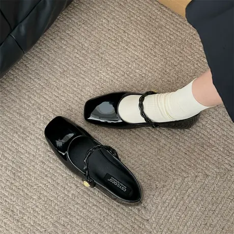 气质玛丽珍鞋女2024年春夏季新款百搭浅口单鞋英伦风平底小皮鞋潮商品大图