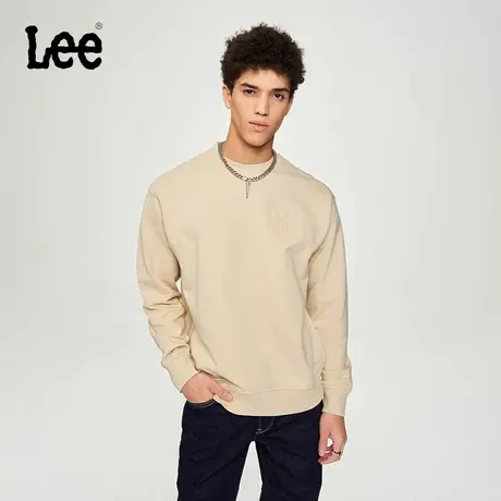 Lee商场同款23秋冬新品舒适版立体压花米色男长袖卫衣LMT006274CS图片