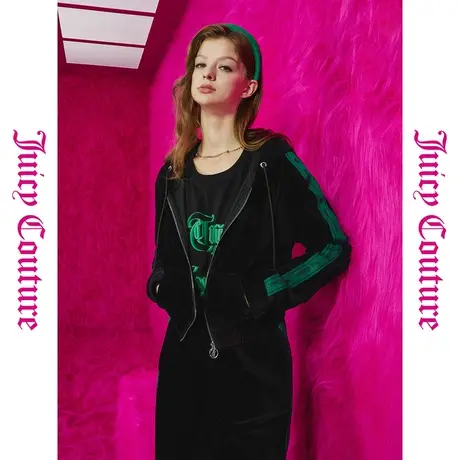 Juicy Couture橘滋初秋冬新款轻运动风撞色织带灯芯绒外套图片