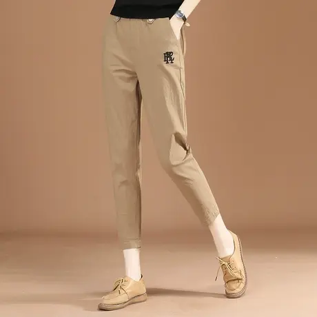 韩潮袭人松紧腰刺绣九分休闲裤女2023年春夏新款显瘦小脚哈伦裤子图片