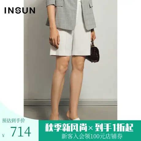 恩裳夏季时尚简约宽松阔腿垂感休闲直筒薄款西裤女短裤图片