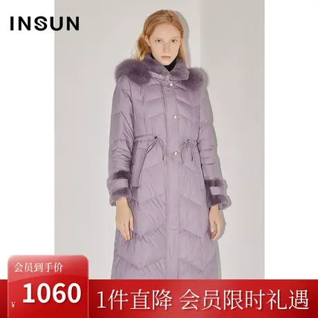 恩裳COVER冬2022经典抽绳收腰设计保暖白鸭绒狐狸毛领羽绒服商品大图