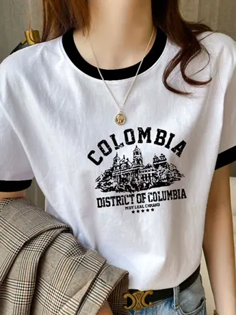 仿棉正肩短袖t恤女2023新款夏季小众设计感显瘦遮肉高端洋气上衣商品大图