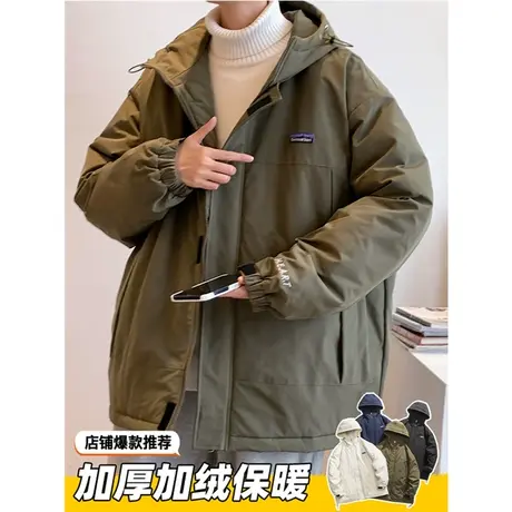 羽绒服棉服男2022新款秋冬季短款棉衣加绒加厚棉袄男生冲锋衣外套商品大图