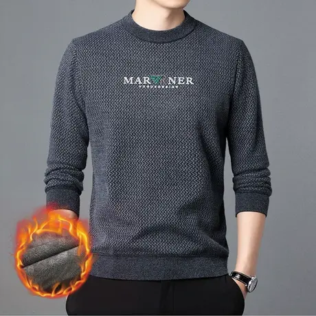 毛衣男士2022新款加绒加厚内搭线衣秋冬季潮流宽松男装打底针织衫商品大图