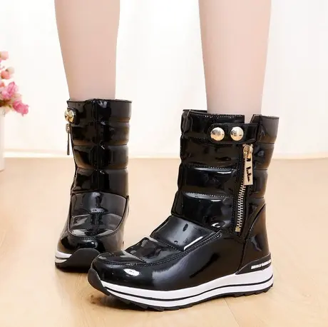 东北雪地靴女中筒棉靴加绒加厚保暖户外防水棉鞋高帮防滑学生靴子商品大图