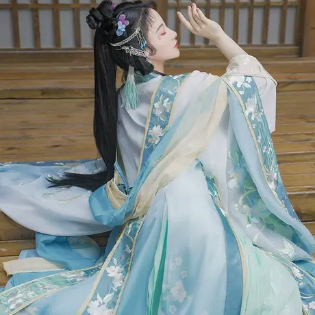 【如梦霓裳丨画湄】汉服女宋制直领对襟衫裙刺绣霞披百迭袖衫秋夏图片