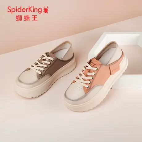 SPIDER KING/蜘蛛王板鞋女真皮2024春商场新款撞色网红爆款厚底软图片