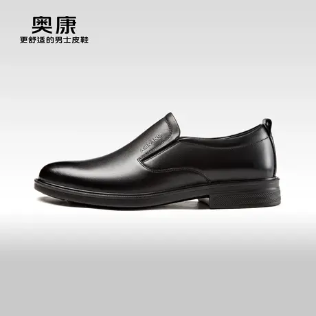 AOKANG奥康2024春季新款商务休闲德比鞋男真皮舒适一脚蹬单鞋商品大图