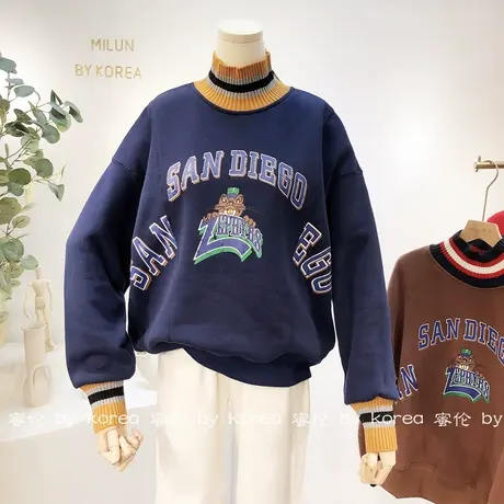 2020秋冬款韩国东大门摇粒绒外套女半高领毛衣加绒厚卫衣大码学生商品大图