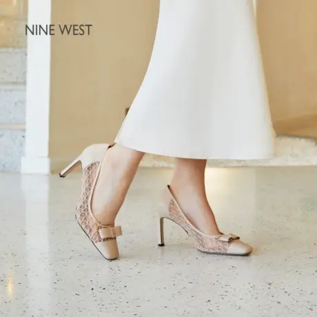 【商场同款】Nine West/玖熙女高跟鞋凉鞋夏季新款浅口单鞋编织鞋图片