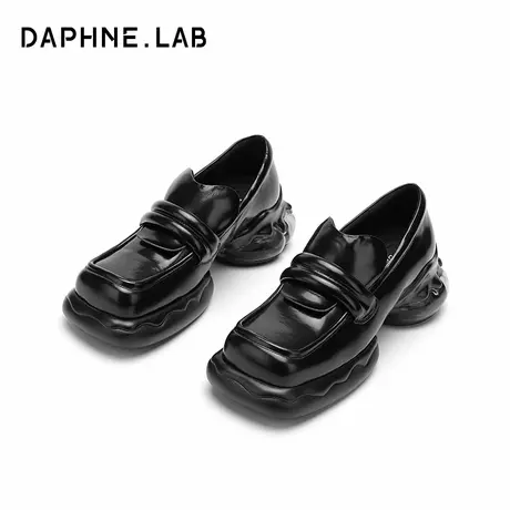 DAPHNELAB达芙妮泡泡糖乐福鞋女2024新款黑色厚底小皮鞋百搭真皮图片