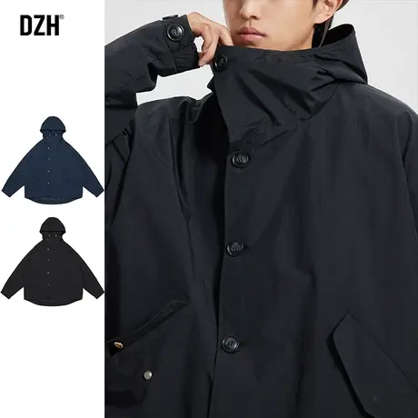 男士黑色冲锋衣外套男高级感痞帅工装连帽夹克潮牌2023新款春秋季商品大图