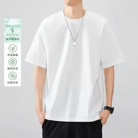 hansca UPF50+防晒240g索罗娜凉感短袖T恤男2025夏季速干休闲上衣商品大图
