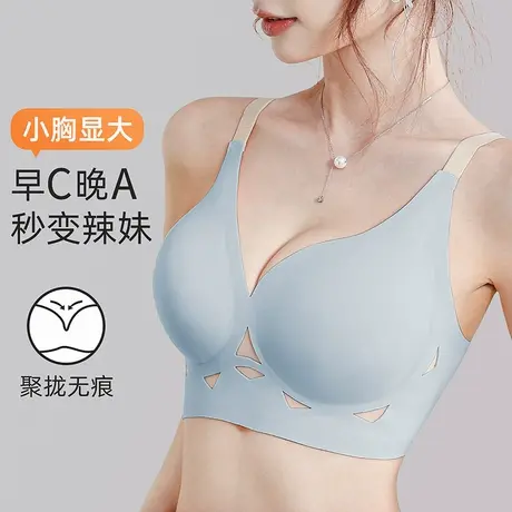 浪漫春天小胸聚拢收副乳防下垂透气网纱无痕内衣女无钢圈背心文胸商品大图