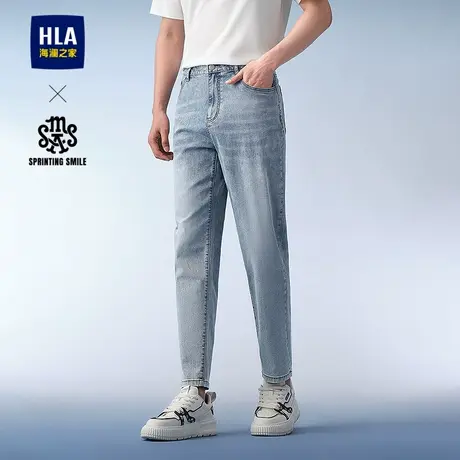 HLA/海澜之家宽松轻薄牛仔裤25春夏季新款时尚锥形九分裤子男士商品大图