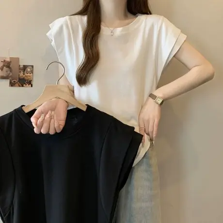 飞飞袖T恤女夏季2025新款韩版修身内搭外穿设计感小众短袖上衣潮图片