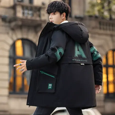 青少年冬季外套中长款棉衣男初中高中学生羽绒棉服大童冬装棉袄子商品大图