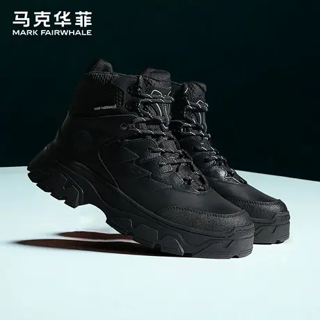 马克华菲厚底马丁靴男款2025秋新款增高黑色短靴男户外登山工装靴商品大图