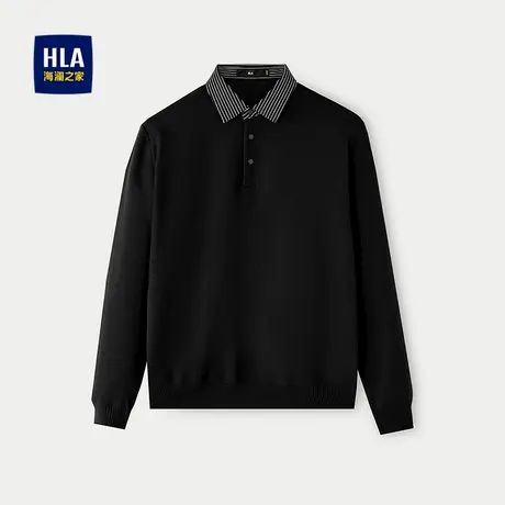 HLA/海澜之家休闲长袖针织衫2025秋季新款POLO领套头修身毛衣男商品大图